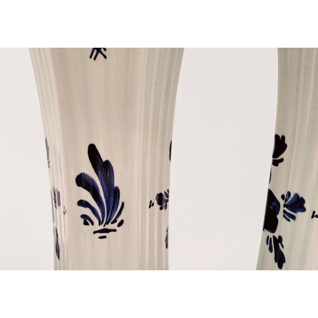 Vintage Blue Hand-Painted Floral Vases from Delft, 1920s, Set of 2 For Sale - Image 9 of 18