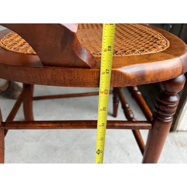 Victorian Early 20th Century Pair of Antique Eastlake Walnut Cane Seat Armchairs For Sale - Image 3 of 11