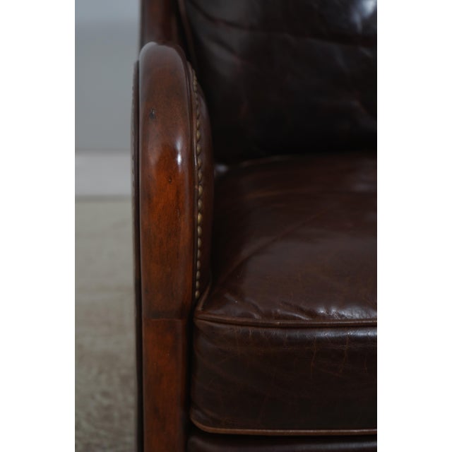 Theodore Alexander Leather & Mahogany Club Chair For Sale - Image 15 of 18