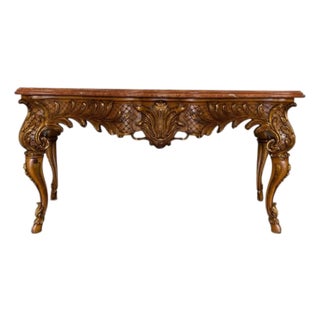 Large William Switzer Louis 16th Rouge Marble Top Console Table For Sale