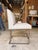 Contemporary Kravet Ivory Faux Snake Leather Counter Stool With Brass Legs For Sale - Image 3 of 6