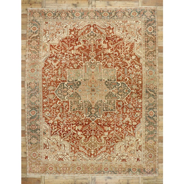Antique Persian Heriz Rug - 11'02 x 14'02 For Sale - Image 10 of 10