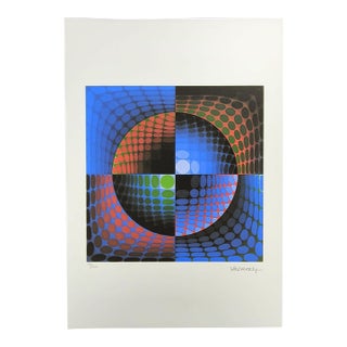 1970s After Victor Vasarely Limited Numbered Edition Lithograph. For Sale