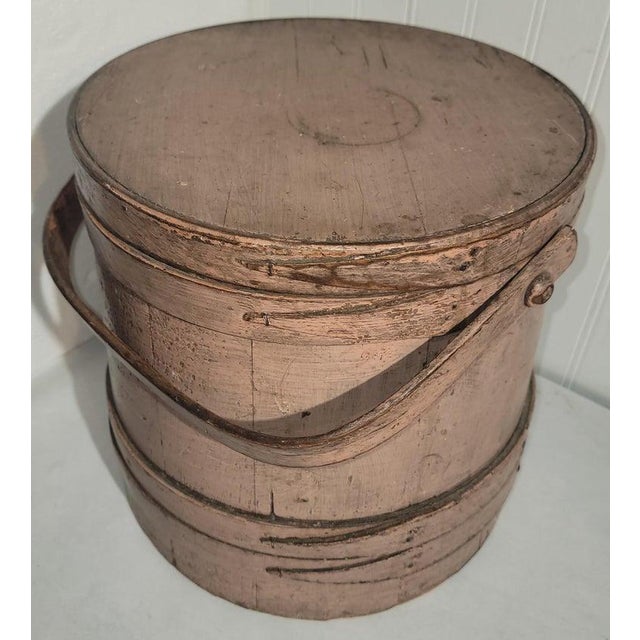 Rustic 19th Dusty Rose Painted Furkin For Sale - Image 3 of 7