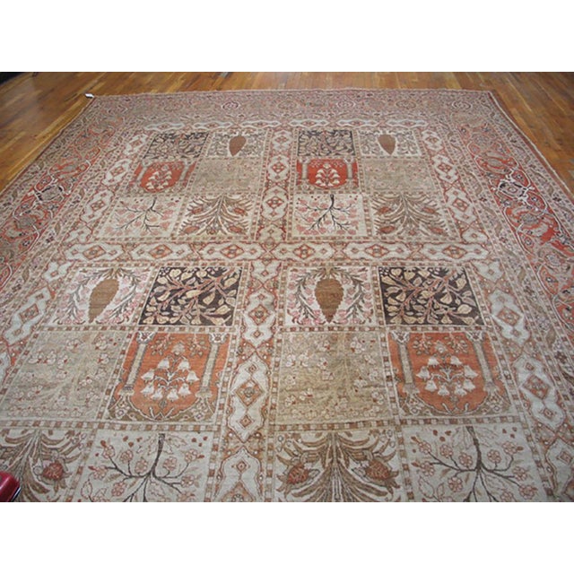 Persian 1900s Ivory Garden Antique Persian Tabriz Rug 11' X 15'10" Handknotted Wool Carpet For Sale - Image 3 of 6