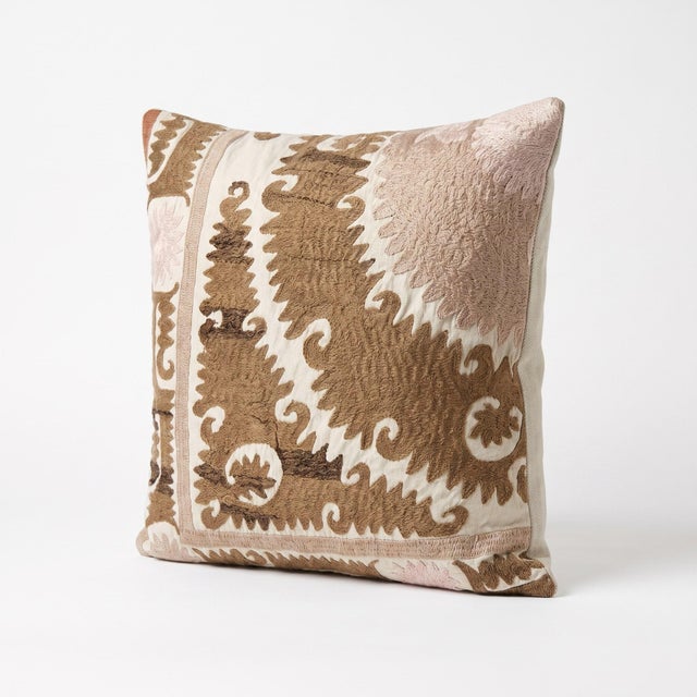 Mid-Century Modern Tashkent Suzani Pillow Cover 24'' X 21'' For Sale - Image 3 of 4