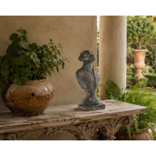 Vintage Anthropomorphic Cast Iron Dog Bust Sculpture With Weathered Patina For Sale - Image 11 of 12