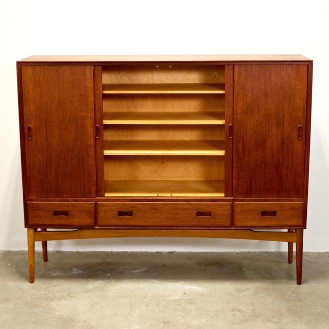 1950s Danish Teak Tall Sideboard / Highboard For Sale - Image 15 of 18