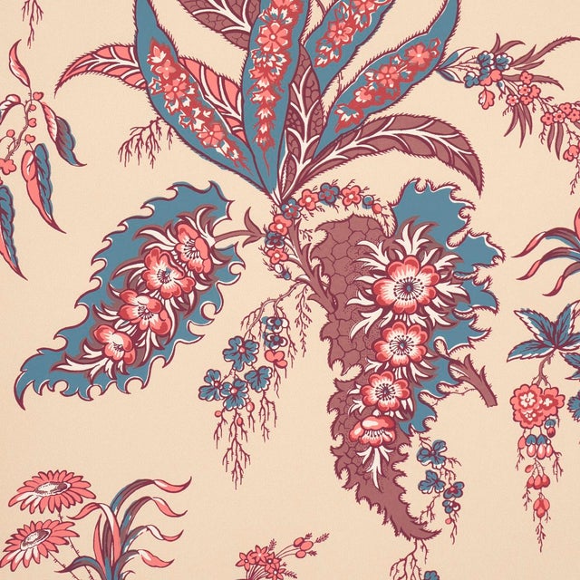 Contemporary SAMPLE - Schumacher Apolline Botanical Wallpaper In Rouge & Bleuâ Â For Sale - Image 3 of 4