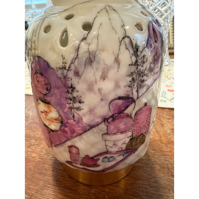 Ceramic Rare Antique Jean Pouyat Limoges (j.p.l.) Hand-Painted Japonisme Veilleuse Tea Warmer, France For Sale - Image 7 of 18