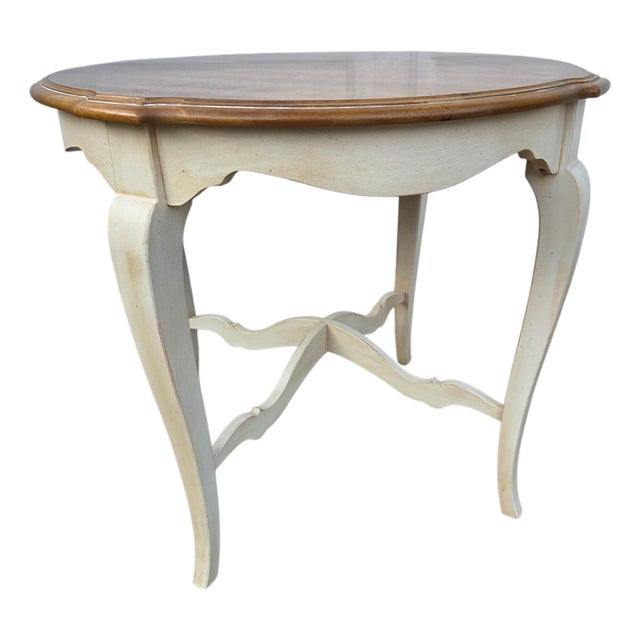 Vintage Ethan Allen French Country End Side Cookie Corner Table Distressed Finish 646 For Sale