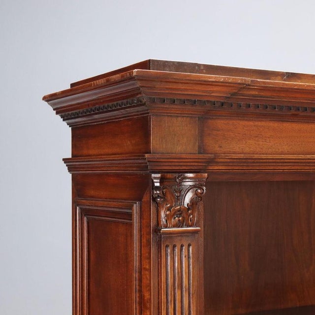 Bookcase in Walnut with Corinthian Decorations For Sale - Image 5 of 10