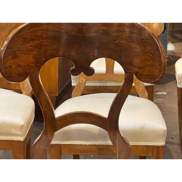 Biedermeier Set of 8 Biedermeier Walnut Dining Chairs For Sale - Image 3 of 10