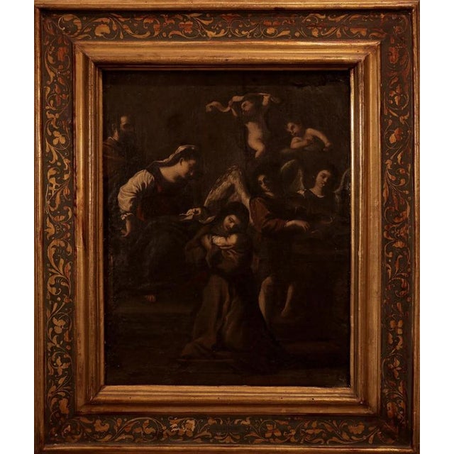2000 - 2009 Italian School, The Vision of Saint Clare, 17th Century, Oil on Canvas For Sale - Image 5 of 6