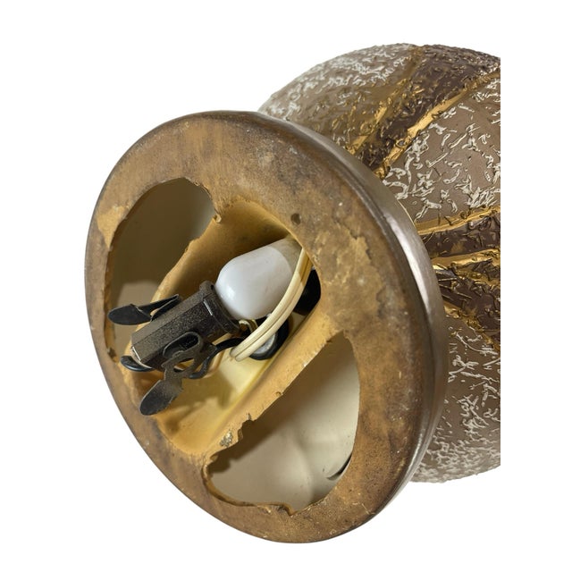 Ecru 1960s Mid-Century Modern Brutalist Pierced Ceramic Lamp For Sale - Image 8 of 12