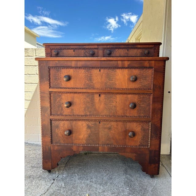 Antique Victorian Late 19th Century Stepback Dresser / Chest of Drawers on Caster For Sale - Image 10 of 11