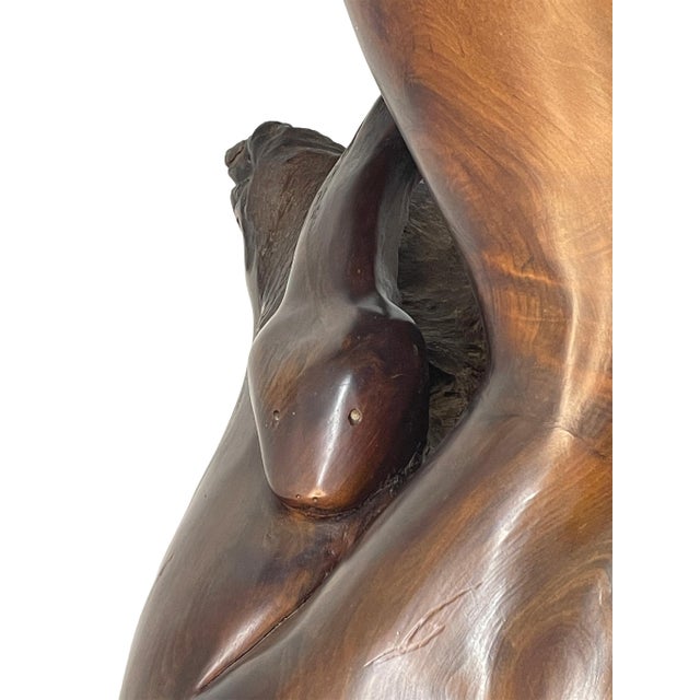 1980s Monumental Signed Wood Sculpture by Sig De Tonancour, 1984 | Organic Modern Figurative Form For Sale - Image 10 of 13