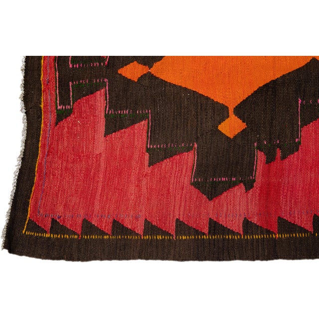 1960s Vintage Turkish Kilim Red Handmade Tribal Wool Rug For Sale - Image 4 of 10
