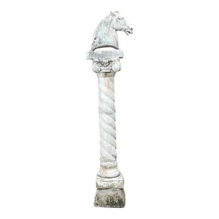 Vintage Stone Horse Sculpture on Column For Sale