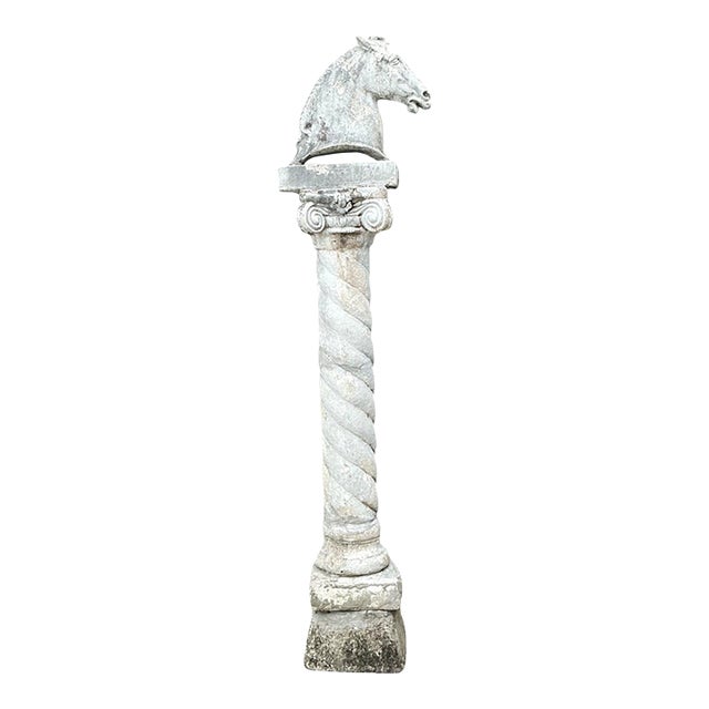Vintage Stone Horse Sculpture on Column For Sale