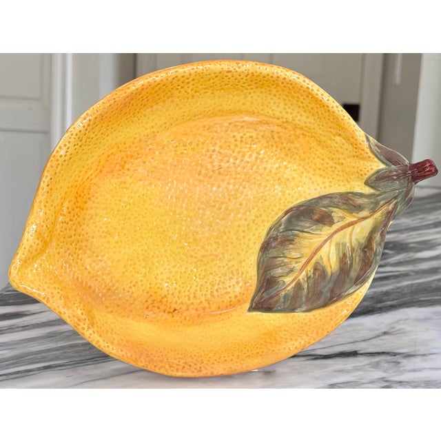 Late 20th Century Vintage Lemon Motif Majolica Style Serving Plate For Sale - Image 5 of 11