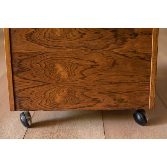 Vintage Rosewood Rolling Record Magazine Rack by Rolf Hesland for Bruksbo For Sale - Image 11 of 12