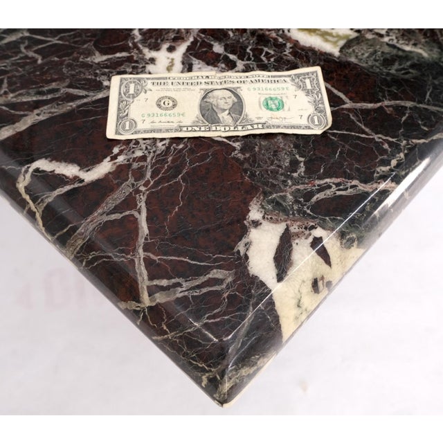 Pair of Square Black & Dark Red & White Veins Marble Side End Tables Stands Mint For Sale - Image 10 of 13