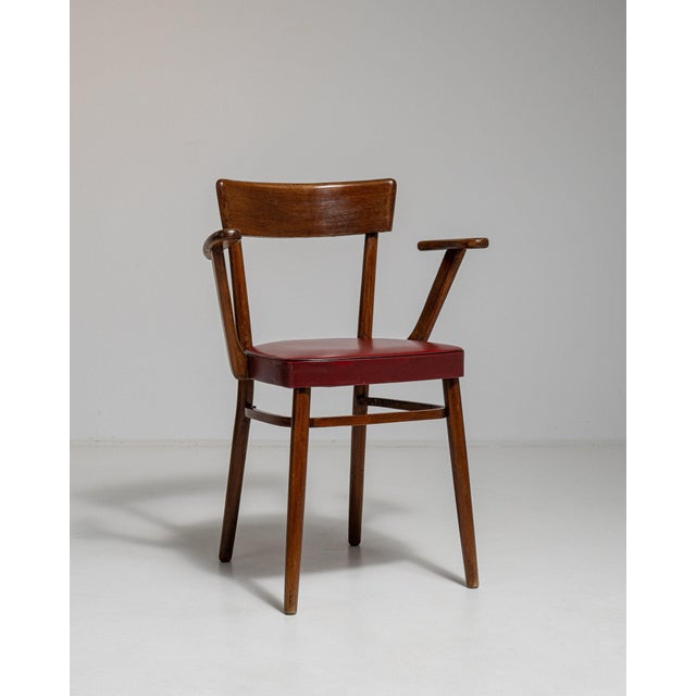 Wood 19th Century France Mid-century Modern Red Wood Lounge Chair For Sale - Image 7 of 11
