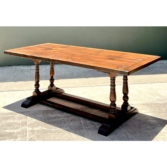 Vintage 19th Century French Double Pedestal Table For Sale - Image 4 of 12