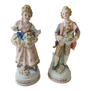 Pair of Antique Porcelain Figurines For Sale