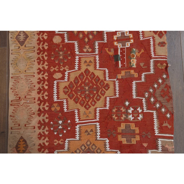 1970s Vintage Handmade Wool Cotton Red Crimson Runner Rug For Sale - Image 11 of 11