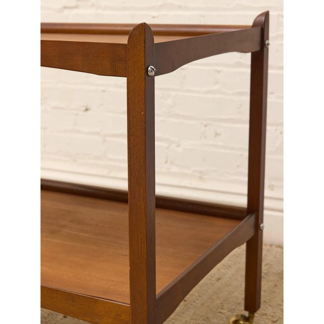 Vintage Mid-Century Modern Two-Tier Wood Bar Cart For Sale - Image 4 of 12