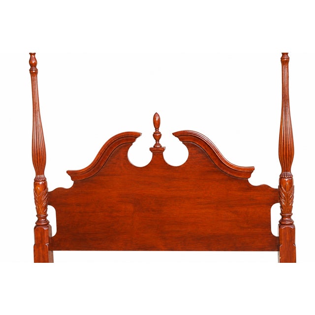 Queen Anne 1980s Cherry Queen Size Headboard Foot Board Rails and Supports For Sale - Image 3 of 10
