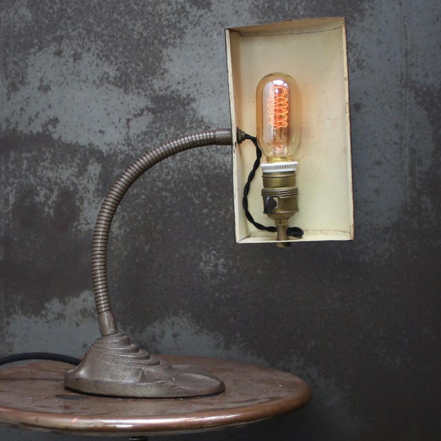 Metal American Industrial Metal and Cast Iron Table Light For Sale - Image 7 of 9