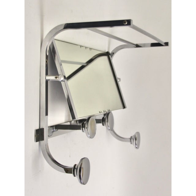 French Art Deco Chromed Coat Rack with Mirror, 1930s For Sale - Image 4 of 11