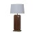Laurel Table Lamp - Dark Walnut Wood Finish, Weathered Brass, White Linen Shade For Sale - Image 4 of 12