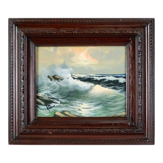 Impressionistic Seascape With Waves on Rocks For Sale
