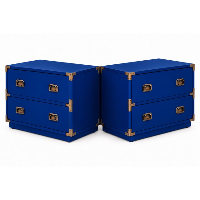 Mid Century Modern Campaign Nightstands - Pair For Sale - Image 4 of 7