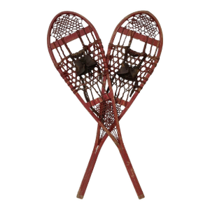 Pair of Circa 1940s Snowshoes in Old Red Paint