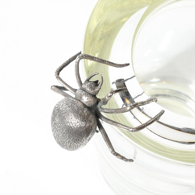 Aesthetic Movement Silver Spider Sculpture Crystal Vase Signed Leerdam Crystal For Sale - Image 14 of 15