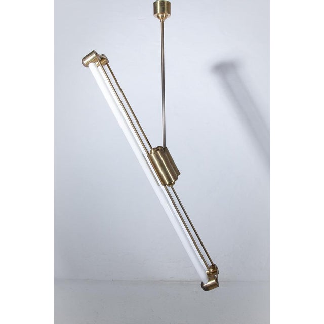 Bauhaus Art Deco Bauhaus Brass Counterbalance Pendant Lamp, Germany, 1930s For Sale - Image 3 of 11