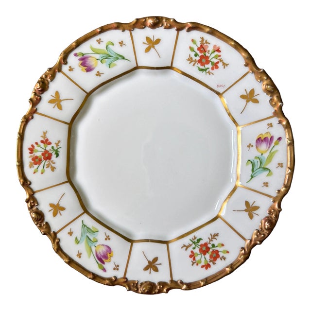 Antique Hand Painted Limoges Botanical Plate For Sale
