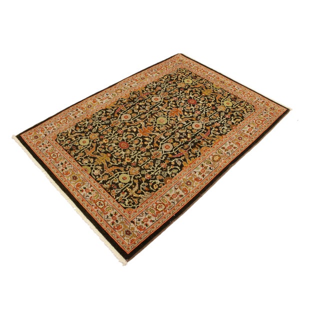Art Nouveau Beautiful Brown/Tan Wool Rug - 4'3'' X 5'11'' For Sale - Image 3 of 10