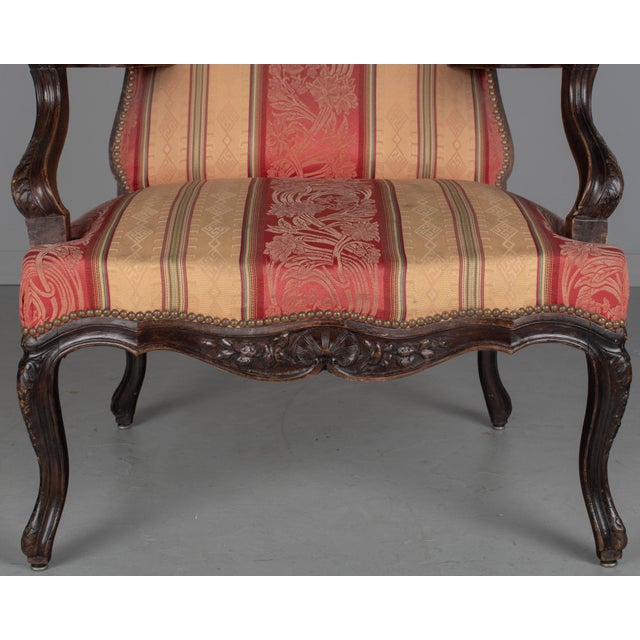 19th Century Louis XV Style Wingback Fauteuil or Armchair For Sale - Image 9 of 13