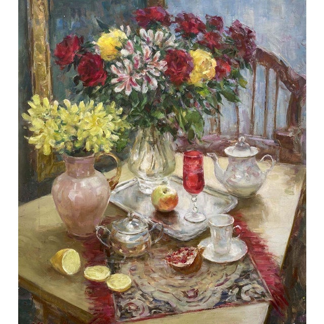 2010s Oil Painting Still Life With a Red Glass Mikhailichenko Sergey Viktorovich For Sale - Image 5 of 7