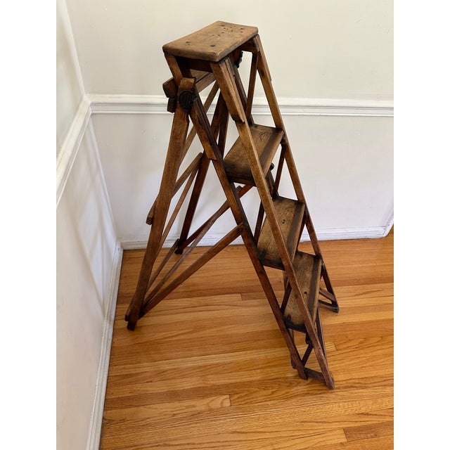 Late 19th Century Late 19th Century Hatherley Patent Lattistep Library Ladder For Sale - Image 5 of 8