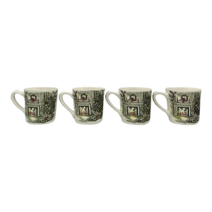 Vintage Set of 4 Johnson Bros Holiday Christmas Mugs