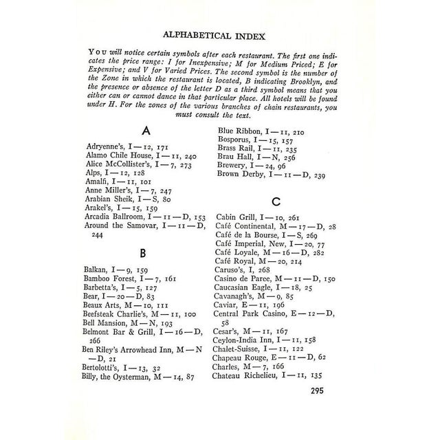 "Tips on Tables Being a Guide to Dining and Wining in New York at 365 Restaurants" 1934 Ross, George For Sale - Image 10 of 11