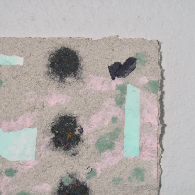 Textile Contemporary Abstract Fiber Base Mixed Media Painting With Geometric Forms in Soft Pink, Mint, and Black by Casey R Klein For Sale - Image 7 of 17