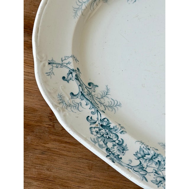 Antique White 19th Century Edge Malkin & Co English Blue Transferware Platter For Sale - Image 8 of 10
